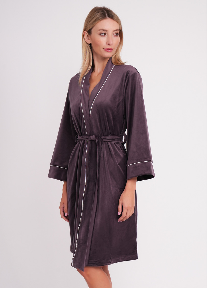 Велюровый халат с поясом SOFT WINTER 7320/080 dark lavender (фиолетовый)