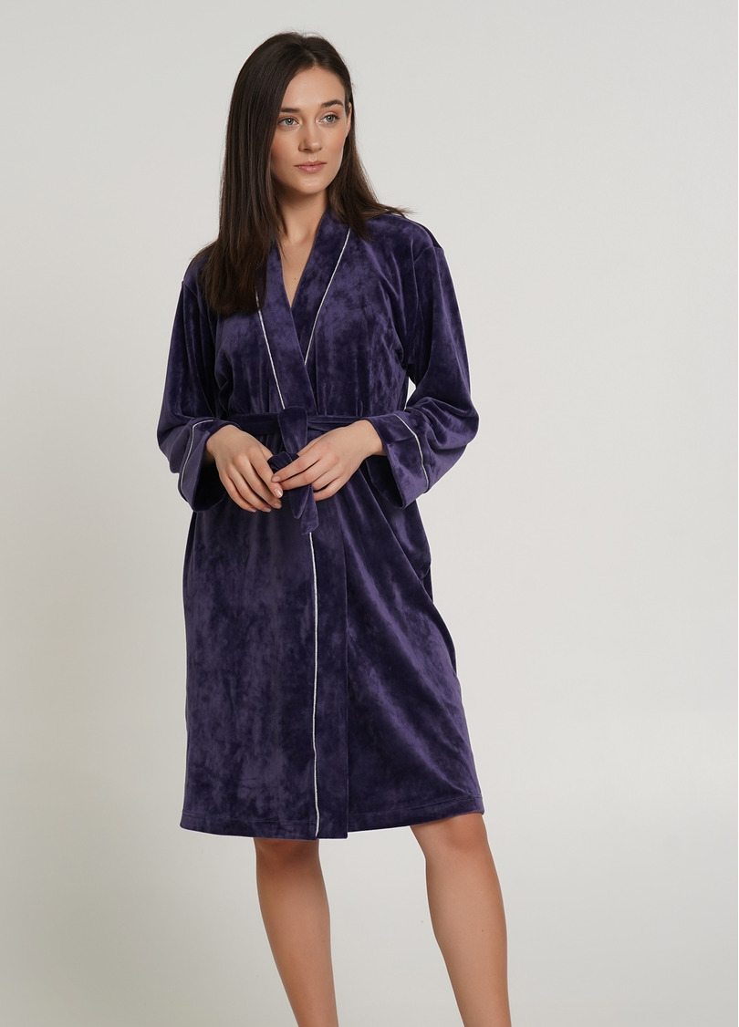 Велюровый халат с поясом SOFT WINTER 7320/080 eggplant (фиолетовый)