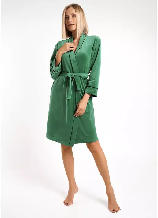 Велюровый халат с кантом SOFT WINTER 7331/080 emerald (зеленый)