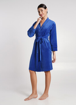 Велюровый халат с кантом SOFT WINTER 7331/080 navy (синий)