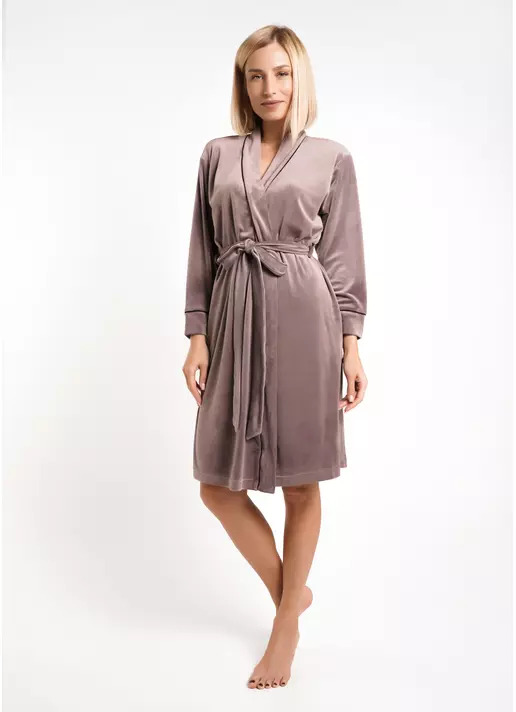 Велюровый халат с кантом SOFT WINTER 7331/080 taupe (коричневый)