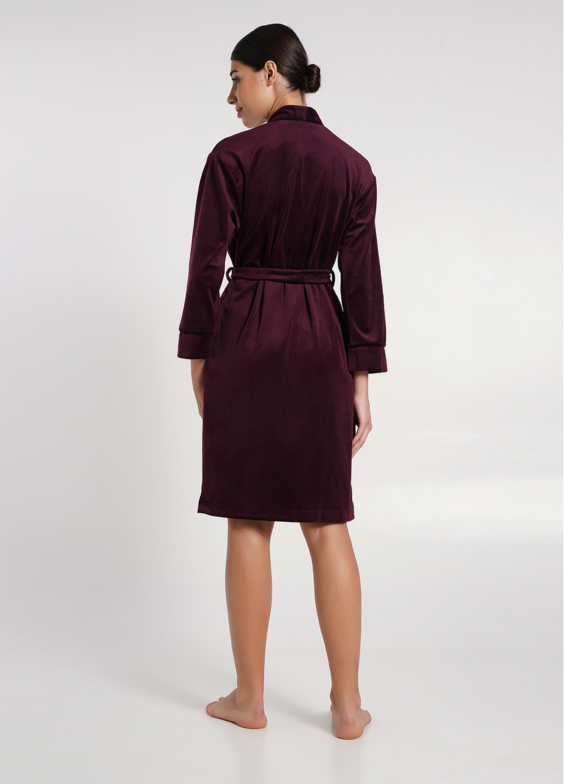 Велюровий халат з кантом SOFT WINTER 7331/080 winery (бордовий)