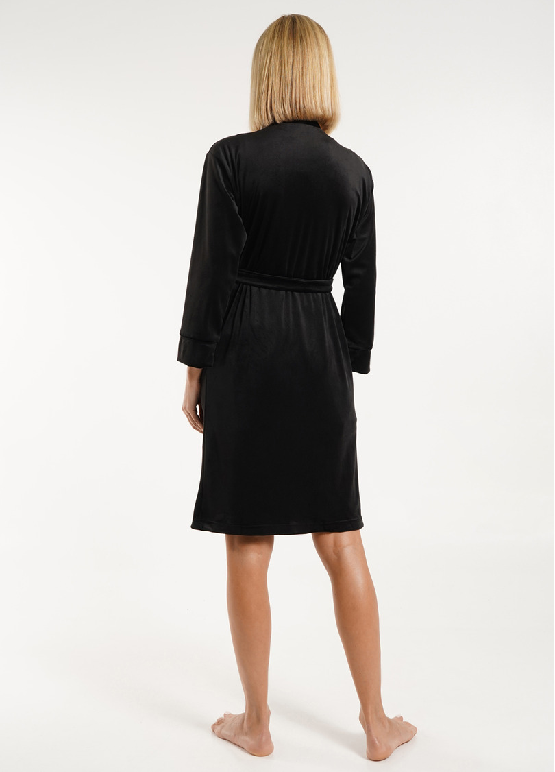 Велюровий халат з кантом SOFT WINTER 7331/080 black (чорний)