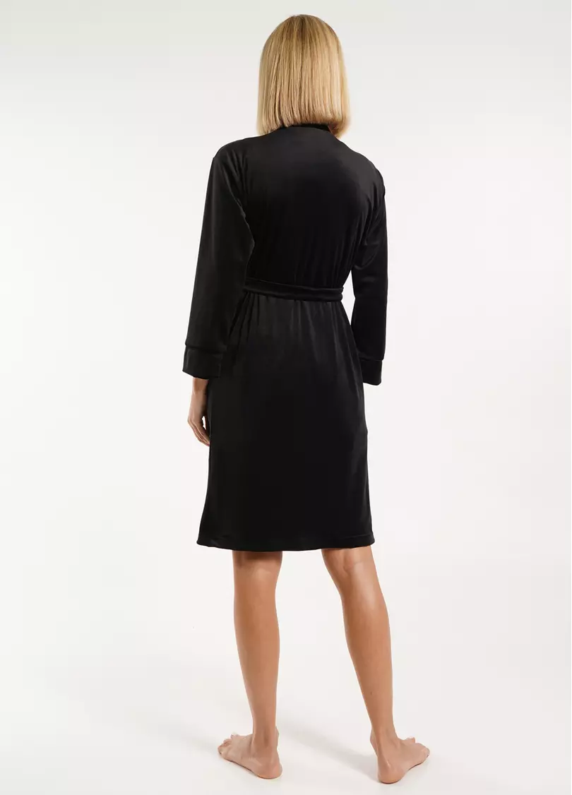 Велюровий халат з кантом SOFT WINTER 7331/080 black (чорний)