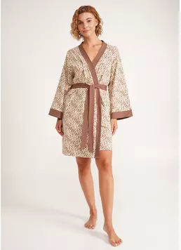 Хлопковый халат в сердечки WHISPER HEARTS 7234/010 pale yellow/brown hearts (желтый)