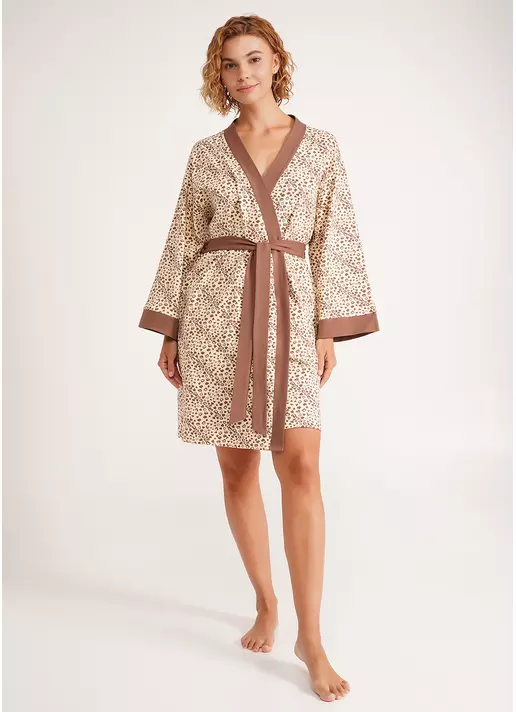 Бавовняний халат в сердечки WHISPER HEARTS 7234/010 pale yellow/brown hearts (жовтий)