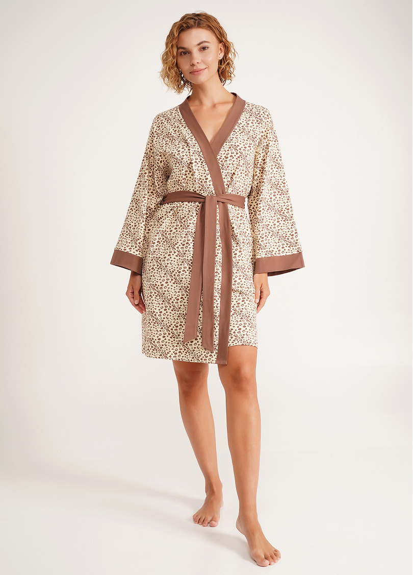 Бавовняний халат в сердечки WHISPER HEARTS 7234/010 pale yellow/brown hearts (жовтий)