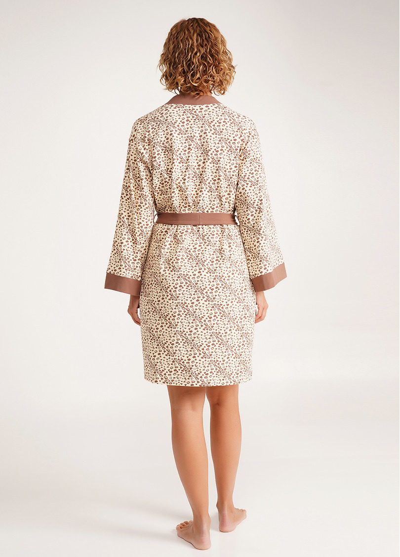 Бавовняний халат в сердечки WHISPER HEARTS 7234/010 pale yellow/brown hearts (жовтий)