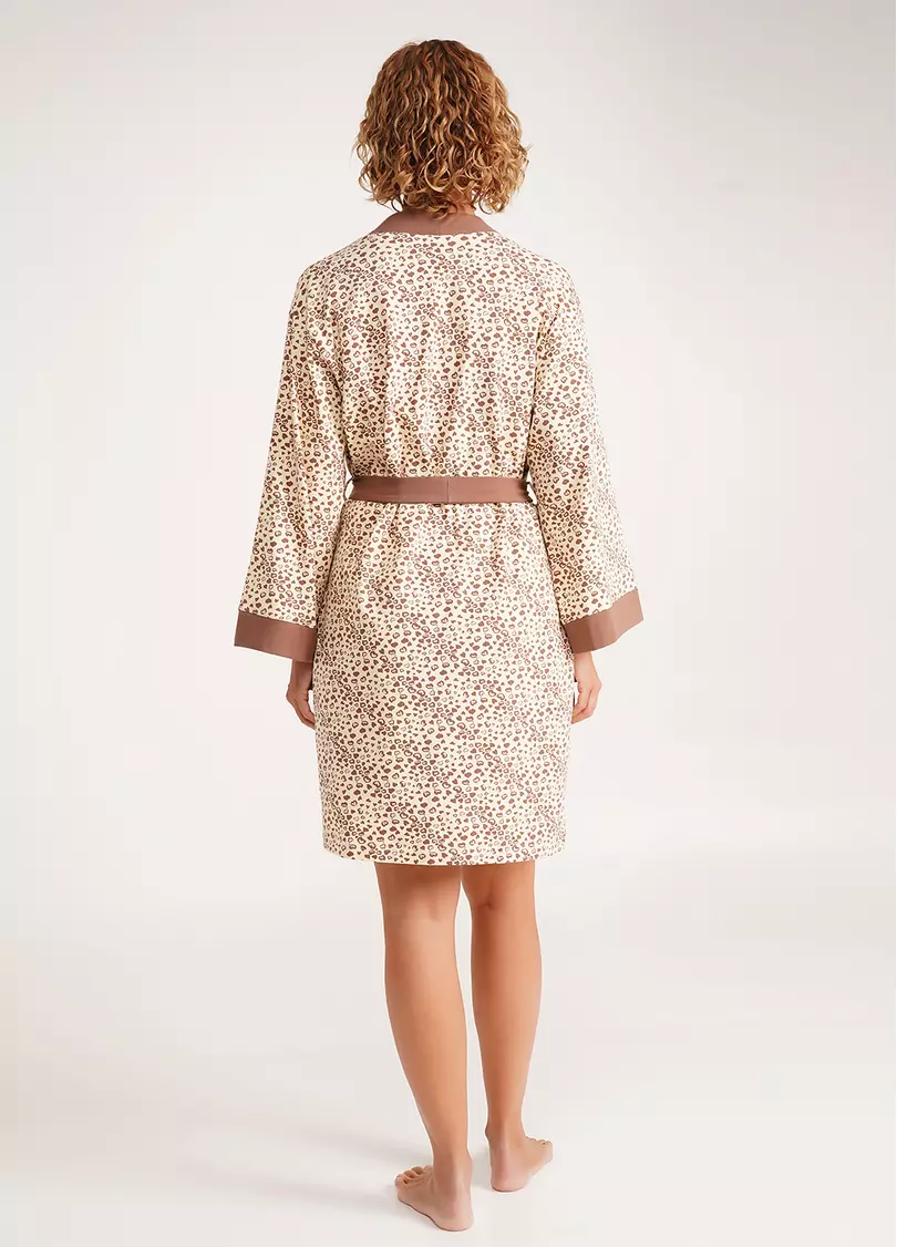 Хлопковый халат в сердечки WHISPER HEARTS 7234/010 pale yellow/brown hearts (желтый)