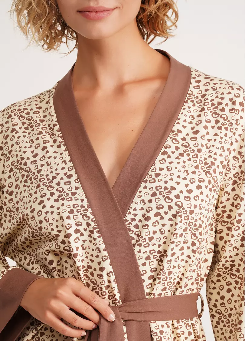 Хлопковый халат в сердечки WHISPER HEARTS 7234/010 pale yellow/brown hearts (желтый)