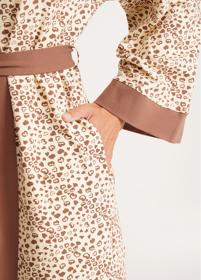 Бавовняний халат в сердечки WHISPER HEARTS 7234/010 pale yellow/brown hearts (жовтий)