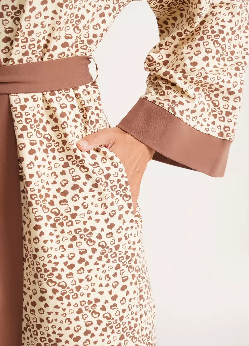 Хлопковый халат в сердечки WHISPER HEARTS 7234/010 pale yellow/brown hearts (желтый)