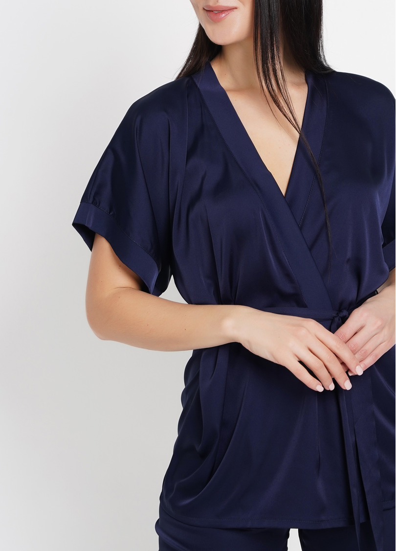 Шелковый комплект на запах HELENA 5602/050 navy (синий)