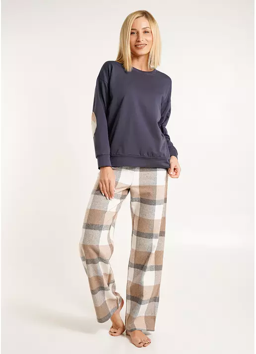 Домашний комплект свитшот и штаны в клетку HOME STYLE 5337/180 grey/beige (серый/бежевый)