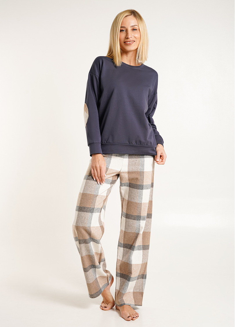 Домашній комплект світшот та штани в клітинку HOME STYLE 5337/180 grey/beige (сірий/бежевий)