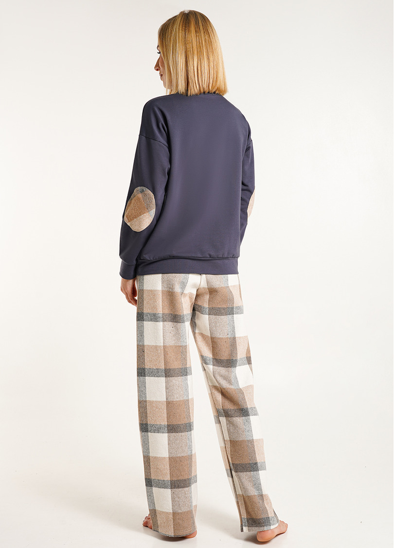 Домашній комплект світшот та штани в клітинку HOME STYLE 5337/180 grey/beige (сірий/бежевий)