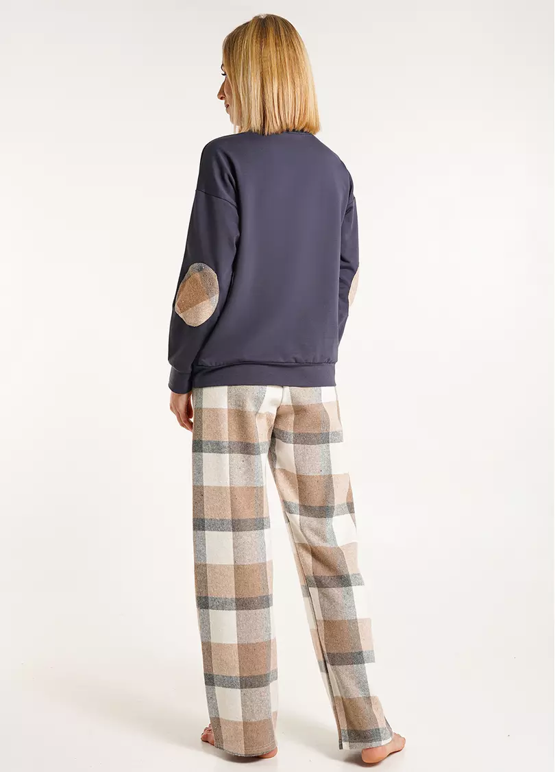 Домашний комплект свитшот и штаны в клетку HOME STYLE 5337/180 grey/beige (серый/бежевый)