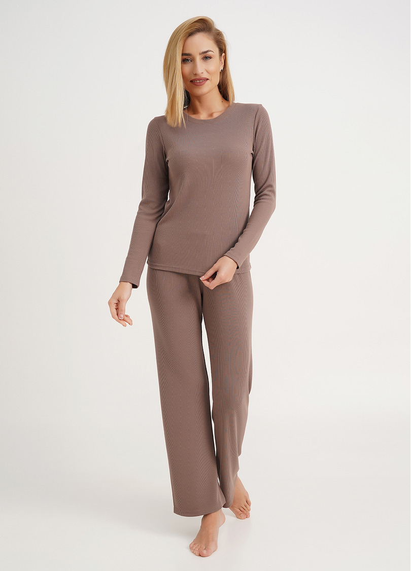 Домашний комплект лонгслив и штаны RIB 5312/010 beige (коричневый)