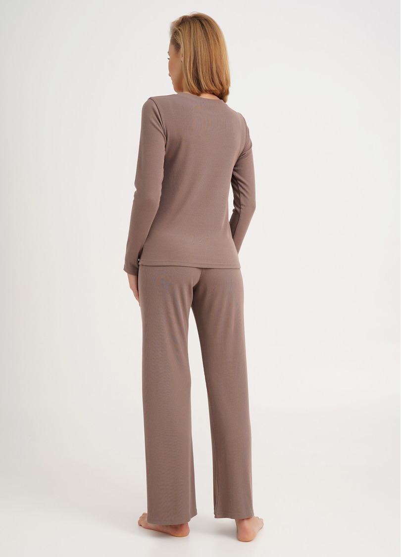 Домашний комплект лонгслив и штаны RIB 5312/010 beige (коричневый)