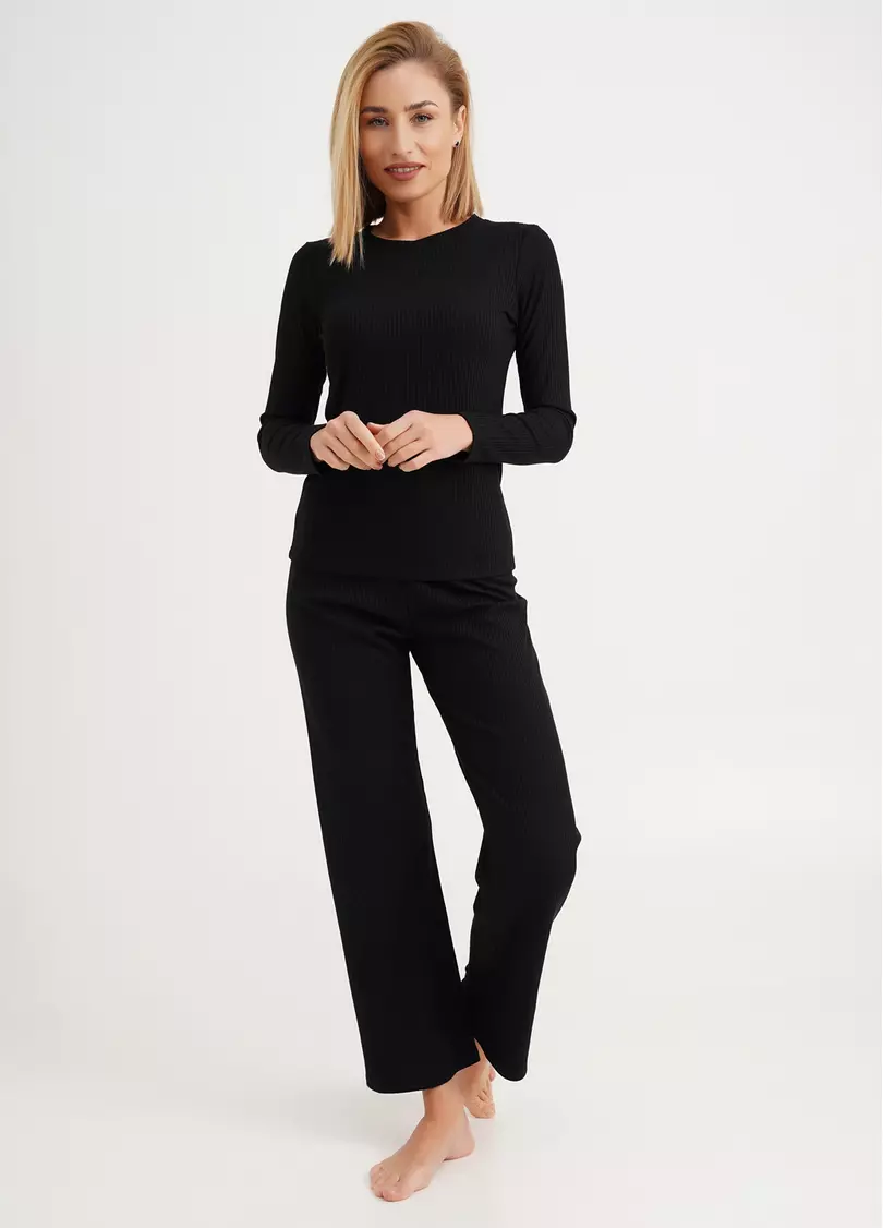 Домашний комплект лонгслив и штаны RIB 5312/010 black (черный)