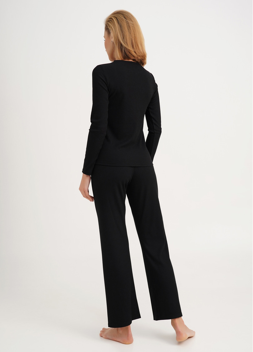 Домашній комплект лонгслів та штани RIB 5312/010 black (чорний)