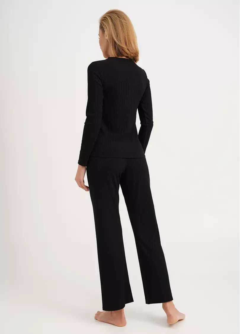 Домашний комплект лонгслив и штаны RIB 5312/010 black (черный)