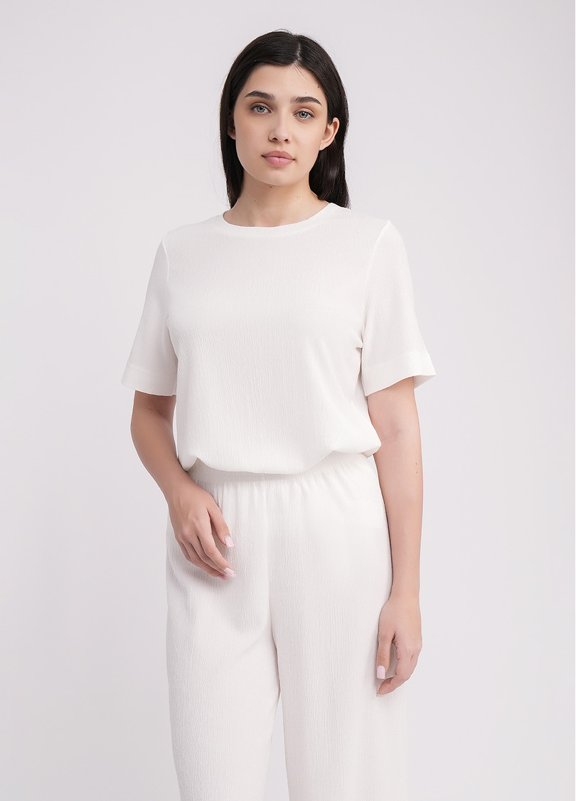 Комплект футболка та штани з жатки RUMPLE RICH 5125/260 milk (білий)
