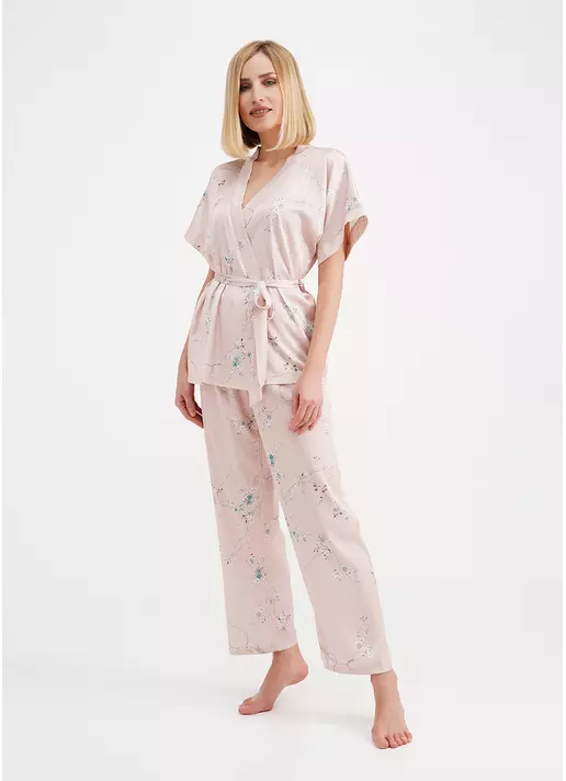 Шелковый комплект с жакетом на запах SAKURA 5603/050 beige (бежевый)