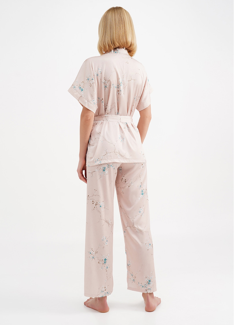 Шелковый комплект с жакетом на запах SAKURA 5603/050 beige (бежевый)