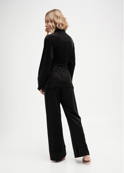 Велюровий комплект жакет на ґудзиках і штани SOFT WINTER 5509/080 black (чорний)