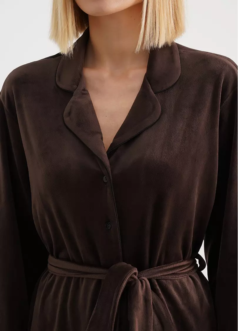 Велюровий комплект жакет на ґудзиках і штани SOFT WINTER 5509/080 brown (коричневий)