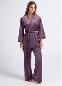 Велюровий комплект на запах SOFT WINTER 5606/080 lavender purple (фіолетовий)