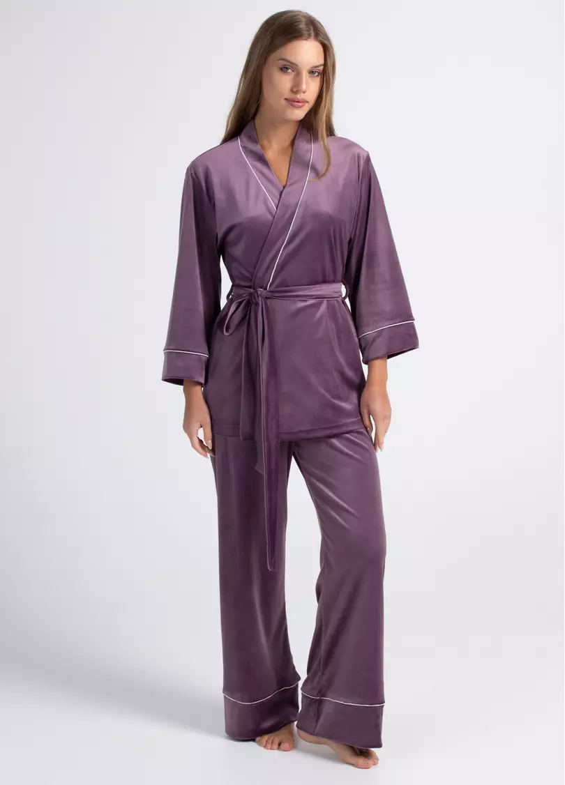 Велюровий комплект на запах SOFT WINTER 5606/080 lavender purple (фіолетовий)