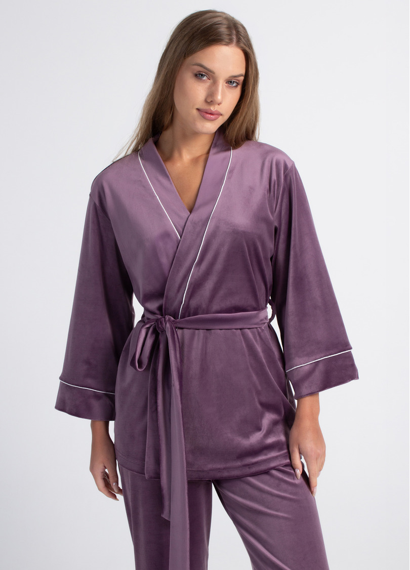 Велюровий комплект на запах SOFT WINTER 5606/080 lavender purple (фіолетовий)