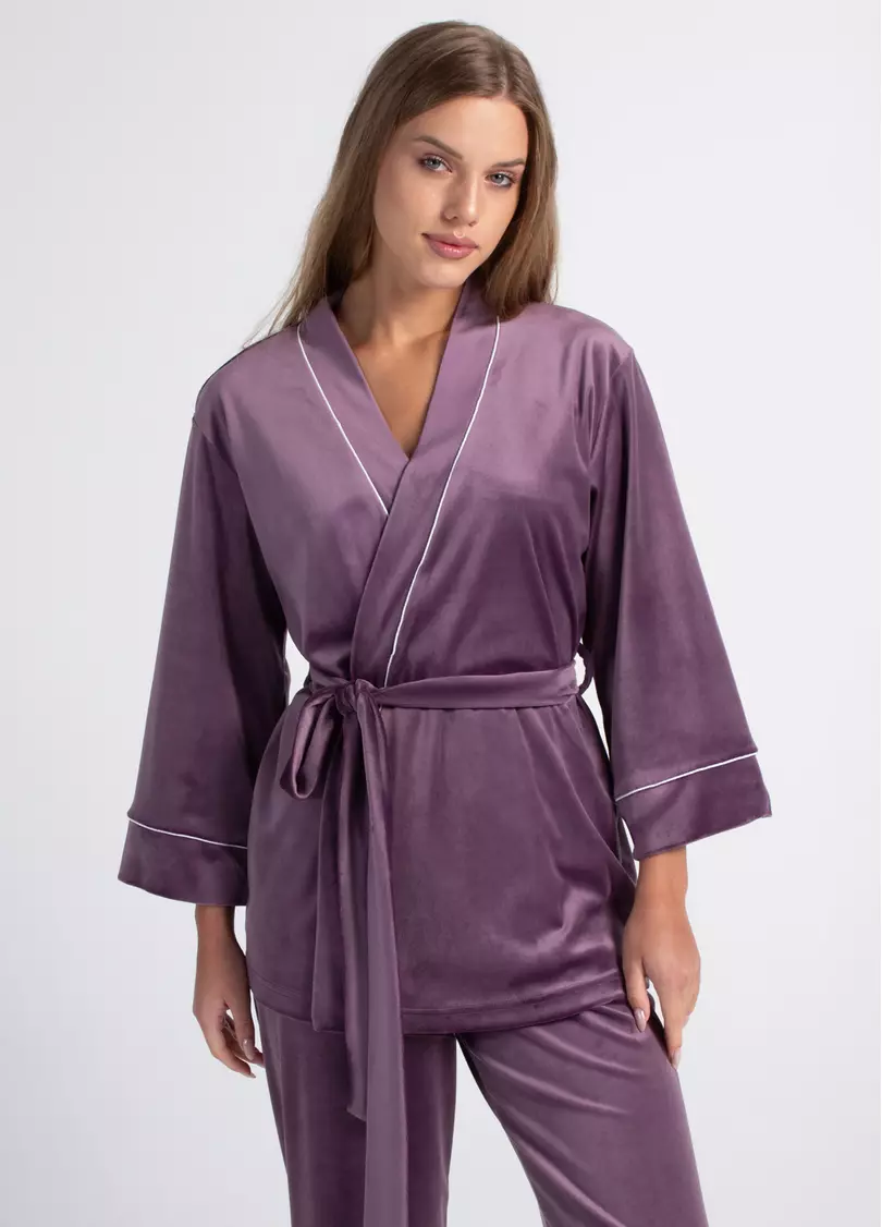 Велюровий комплект на запах SOFT WINTER 5606/080 lavender purple (фіолетовий)