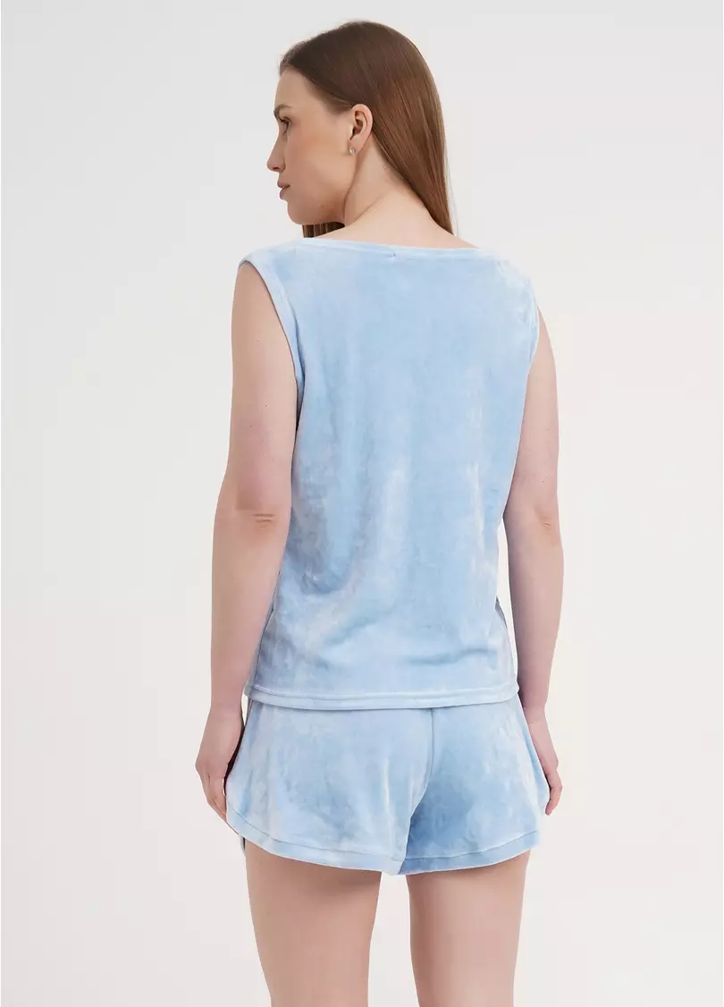 Велюровый комплект майка и шорты SOFT WINTER 6026/081 blue (голубой)
