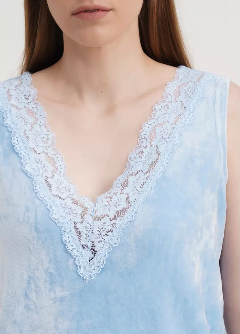 Велюровый комплект майка и шорты SOFT WINTER 6026/081 blue (голубой)