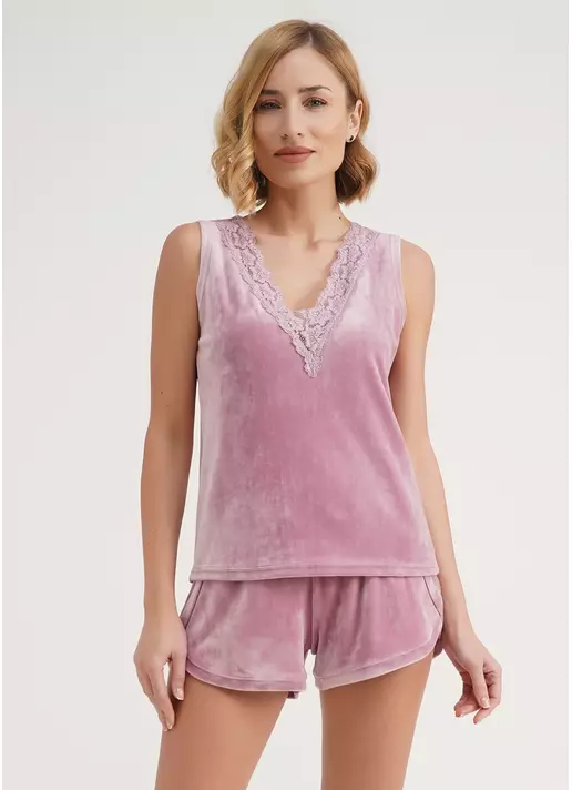Велюровый комплект майка и шорты SOFT WINTER 6026/081 pink (розовый)