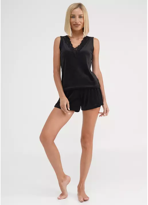 Комплект з велюру майка та шорти SOFT WINTER 6037/081 black (чорний)