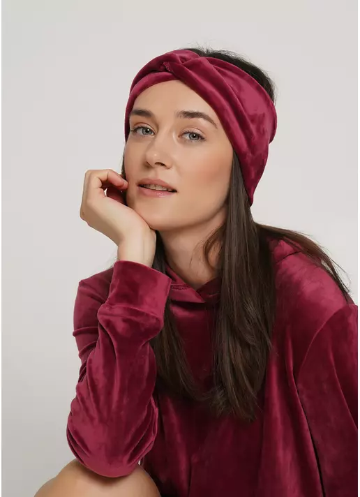Велюровая повязка на голову SOFT WINTER burgundi (бордовый)