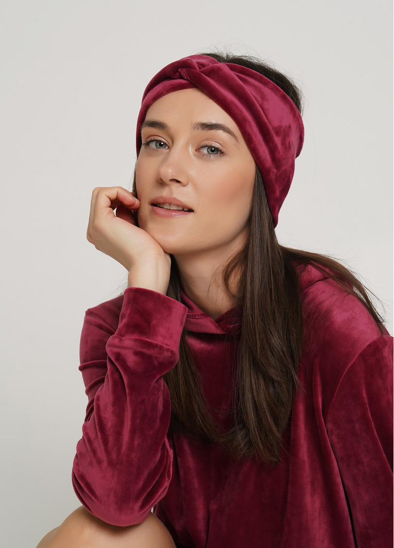 Велюровая повязка на голову SOFT WINTER burgundi (бордовый)