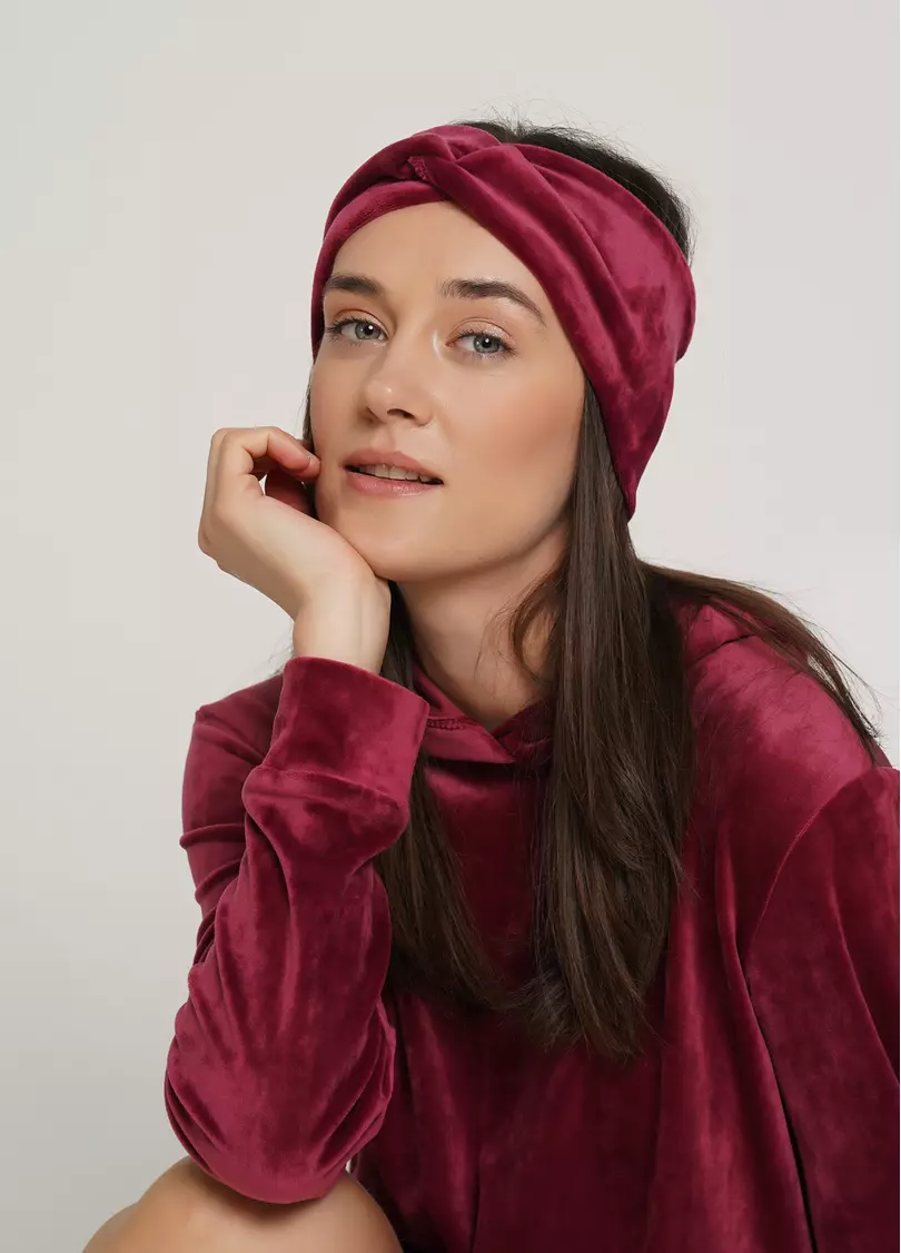 Велюровая повязка на голову SOFT WINTER burgundi (бордовый)