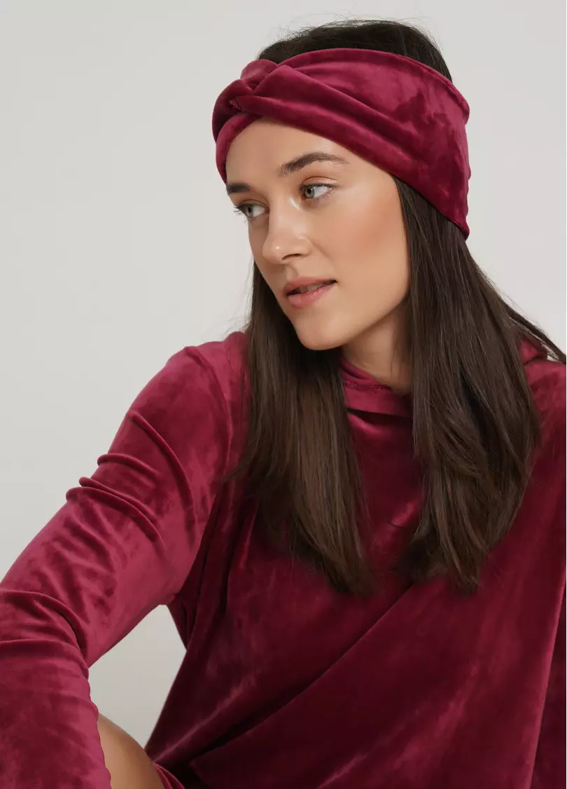 Велюровая повязка на голову SOFT WINTER burgundi (бордовый)