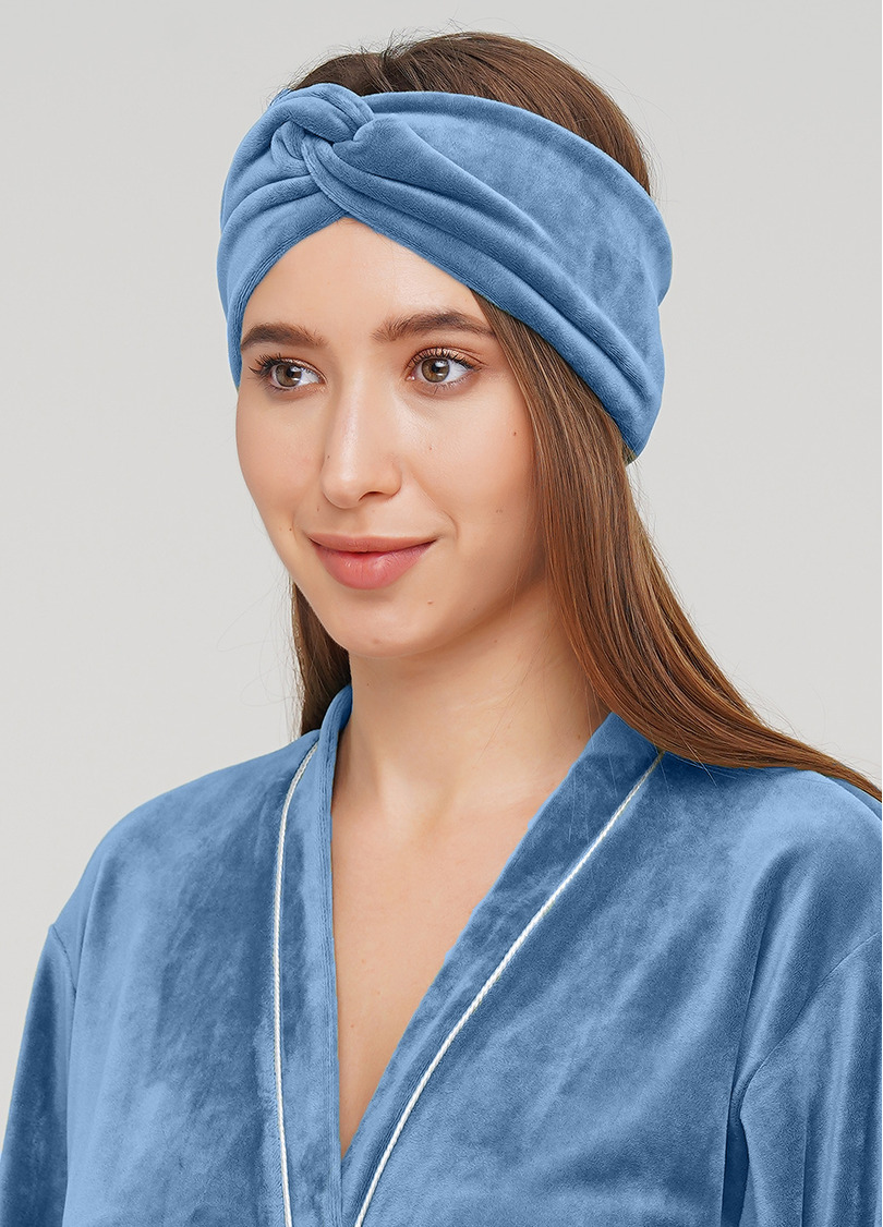 Велюрова пов'язка на голову SOFT WINTER denim (синій)