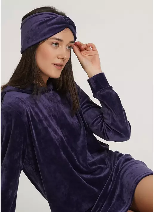 Велюровая повязка на голову SOFT WINTER eggplant (фиолетовый)