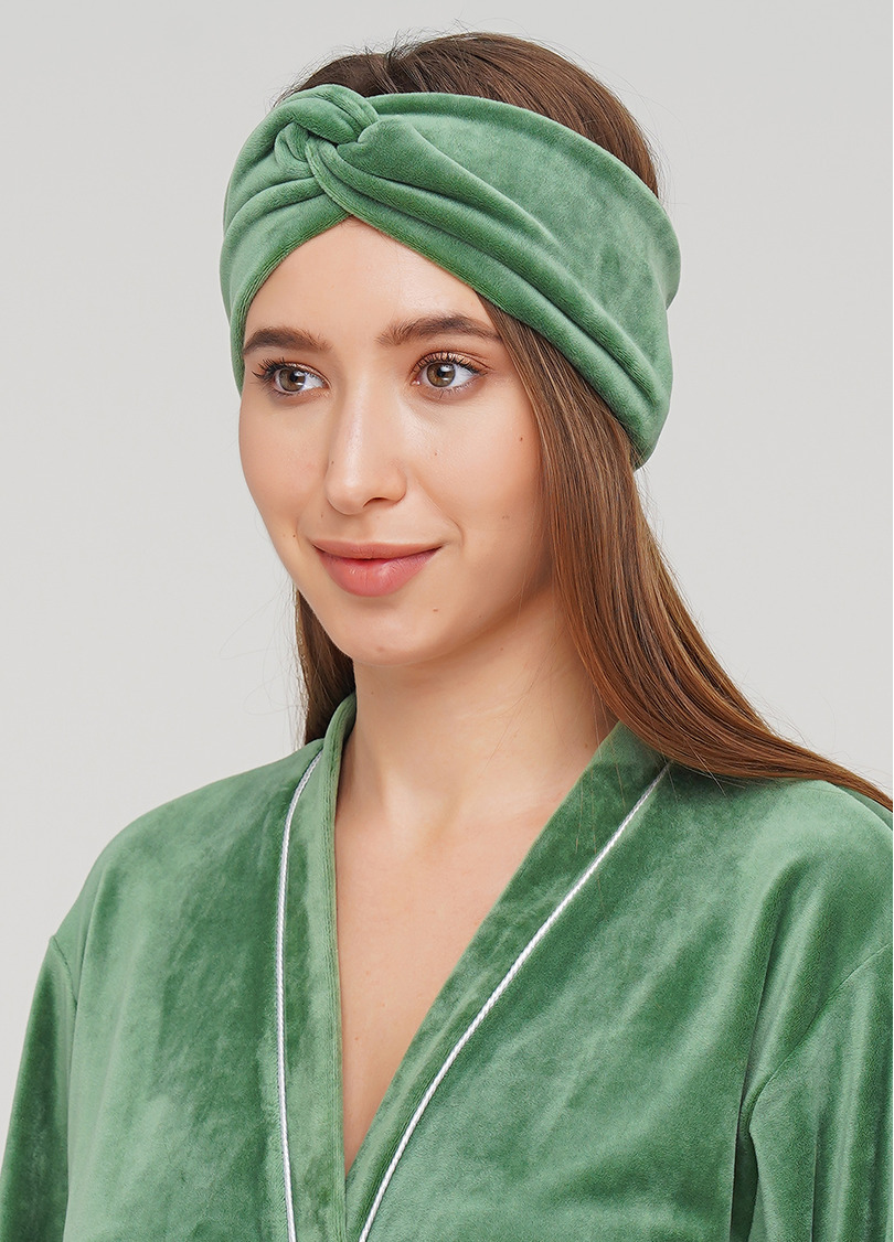 Велюрова пов'язка на голову SOFT WINTER green (зелений)