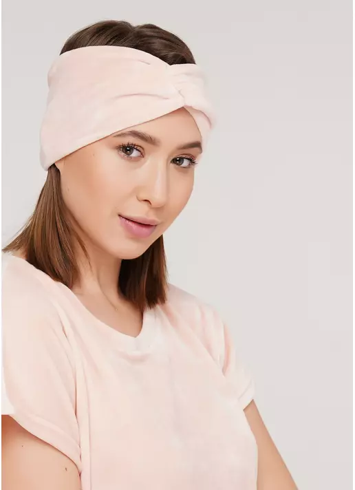 Велюрова пов'язка на голову SOFT WINTER powder (білий)