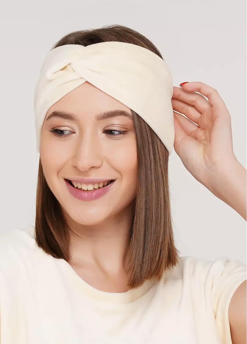 Велюровая повязка на голову SOFT WINTER vanilla (желтый)