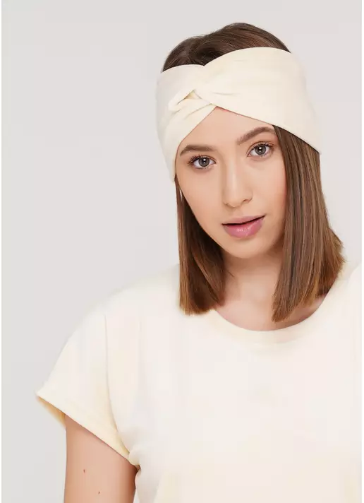 Велюрова пов'язка на голову SOFT WINTER vanilla (жовтий)