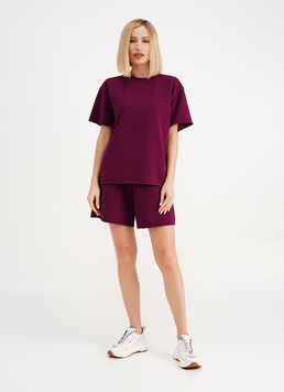Спортивный комплект из хлопка шорты и футболка STREET STYLE 6124/160 magenta purple (фиолетовый)